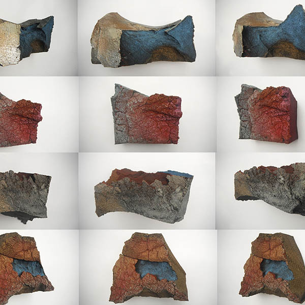 geological forms made from foam and acrylic paint