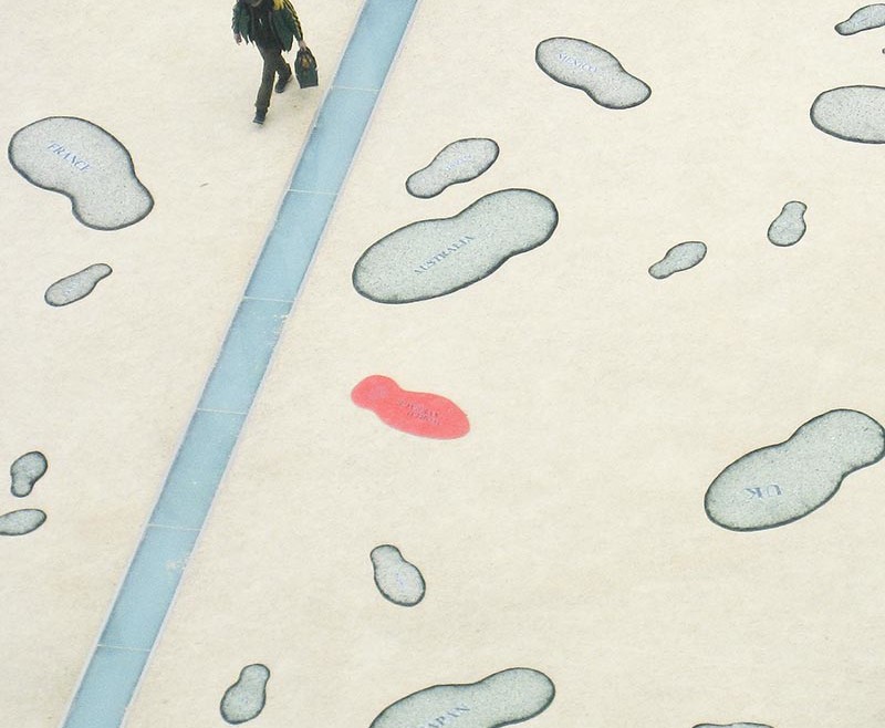 installation of footprints made of carpet padding