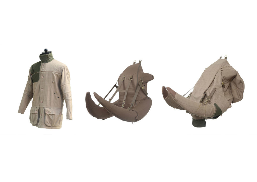 safari jacket that folds into the form of an elephant head